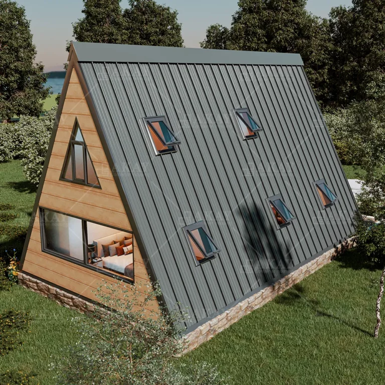 Customized triangular A-Frame house prefabricated luxury villa (4)
