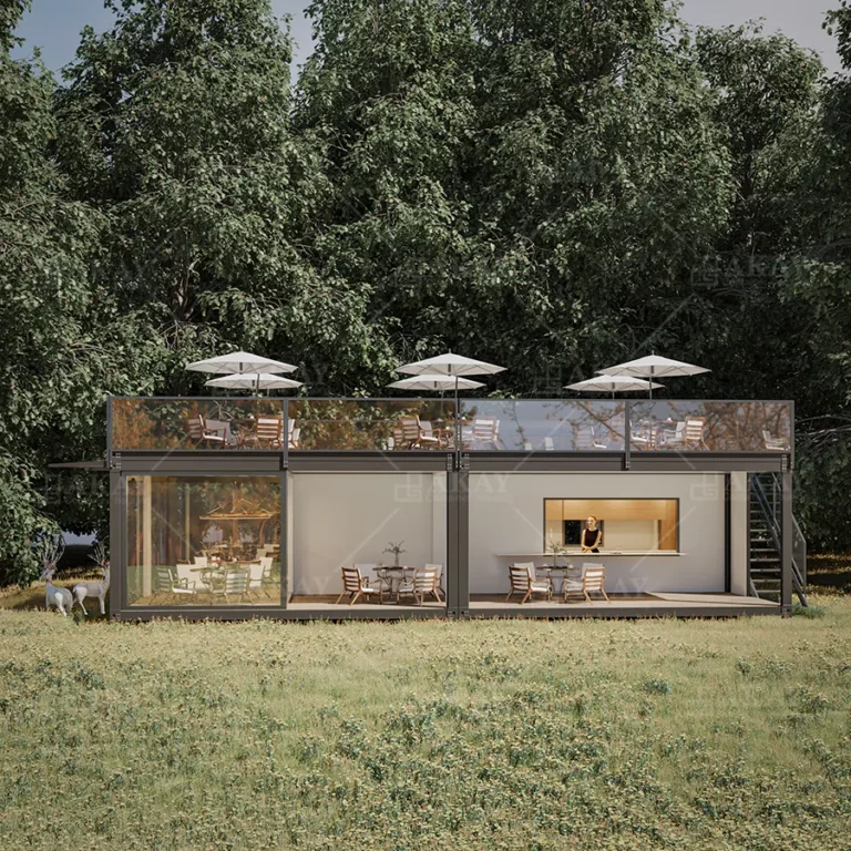 Detachable Container House Coffee Shop Fast Install Insulated Prefab Homes Modular Prefabricated House with Terrace (1)