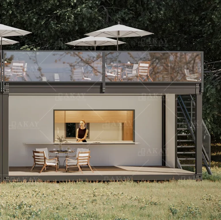 Detachable Container House Coffee Shop Fast Install Insulated Prefab Homes Modular Prefabricated House with Terrace (2)
