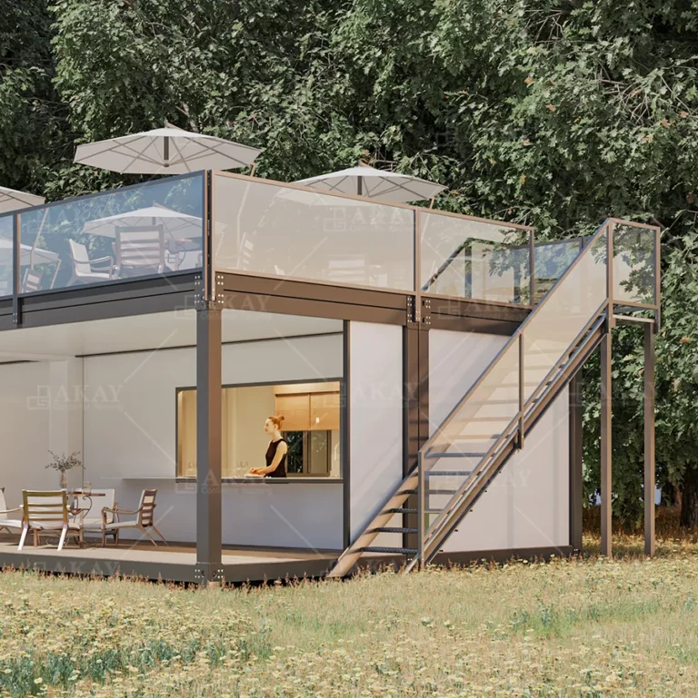 Detachable Container House Coffee Shop Fast Install Insulated Prefab Homes Modular Prefabricated House with Terrace (5)