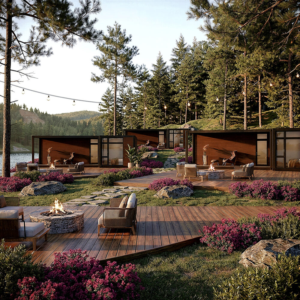 Serene Retreat: Elegant Single-Story 2-Bedroom Shipping Container Home