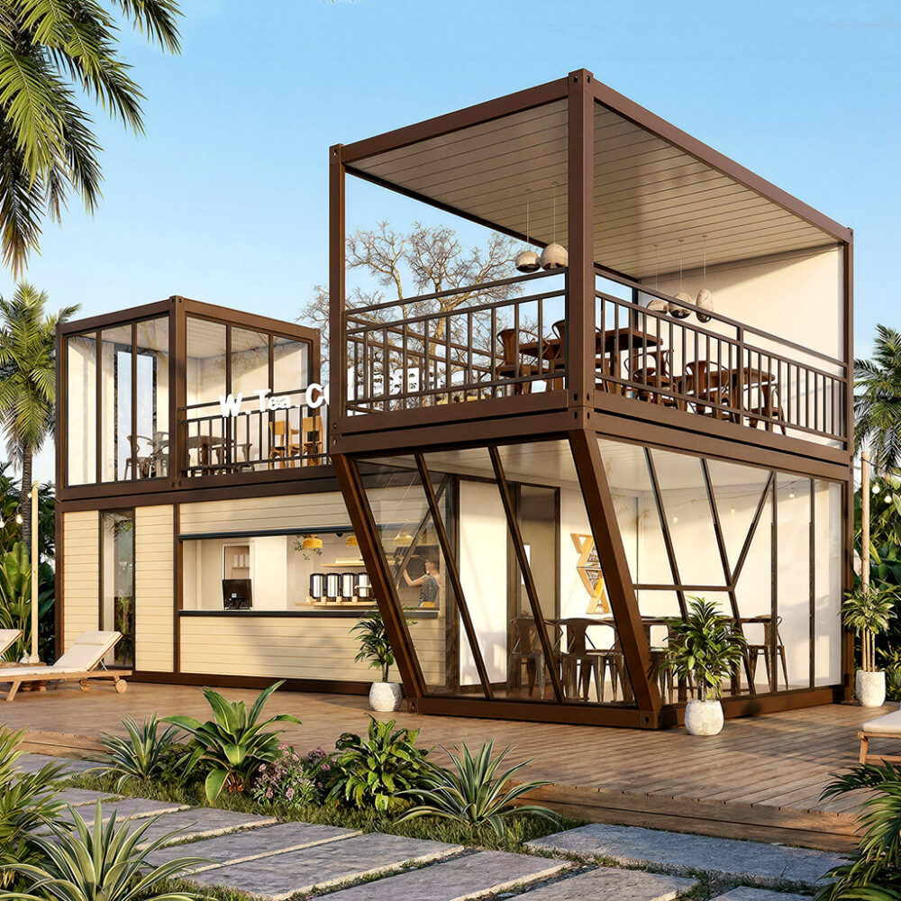 Custom Luxury Container Coffee Shop | Modern Prefab Cafe Design