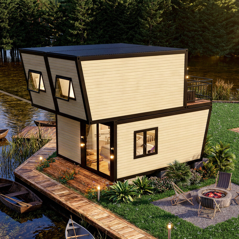 Bespoke Two-Level Artistic Container Building | Avant-Garde Modular Design