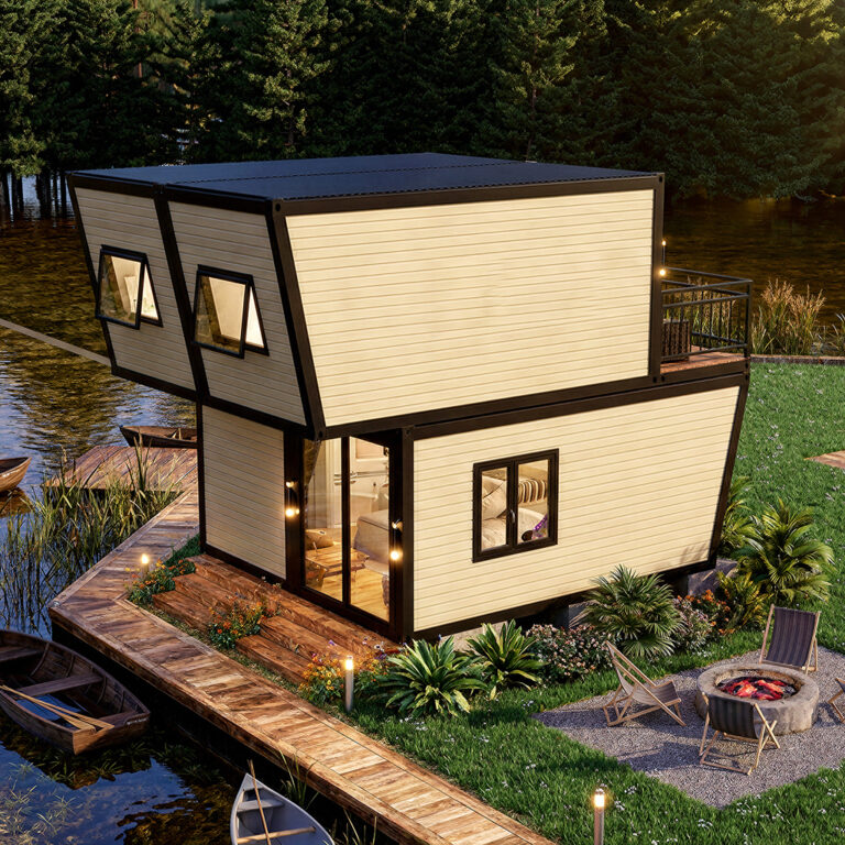 Bespoke Two-Level Artistic Container Building | Avant-Garde Modular Design